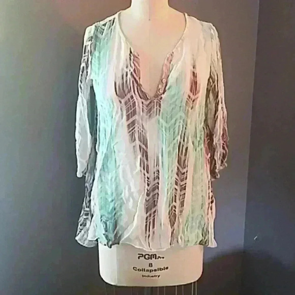 Printed Chevron chiffon top. - Picture 1 of 2
